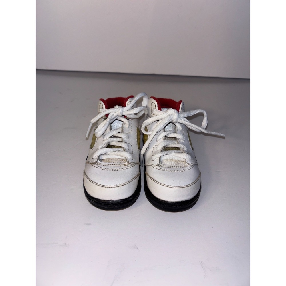 Nike Air Jordan 5 Retro Sneakers Toddlers US 7C White Red Athletic 440890-102